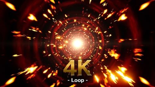 Abstract Glowing Fiery Particle Tunnel Background Loop