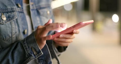Close up of woman using mobile phone