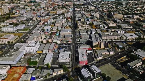 Streets with Traffic Houses and Trees Los Angeles Suburbs in California USA