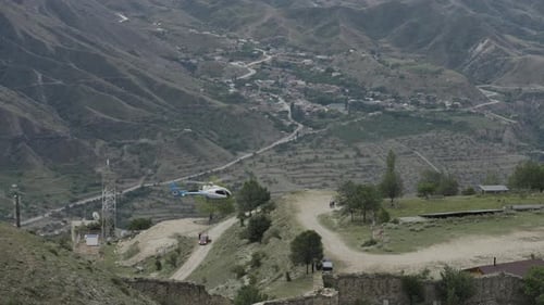 Hilly region with the residential settlement