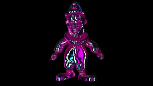 Walking horror clown with alpha channel