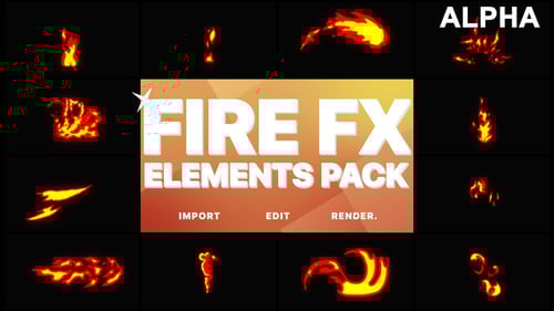 2D Hand-Drawn Fluid Fire Flame Elements Pack
