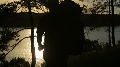 Silhouette of Hiker Man