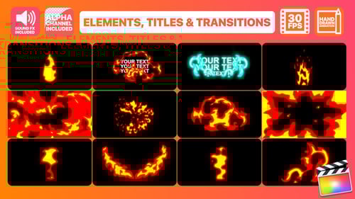 Hand-Drawn Fire Elements, Energy Effects, and Title Animations Pack