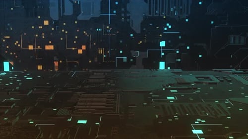 Futuristic Digital Circuit Board Technology Background Animation