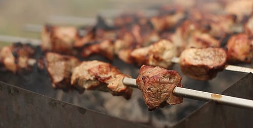 Cooking Kebab On The Grill