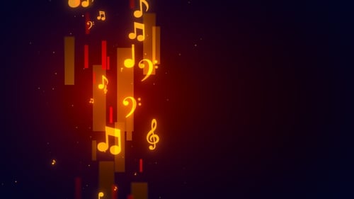 Modern Flowing Music Notes and Light Bars Animation