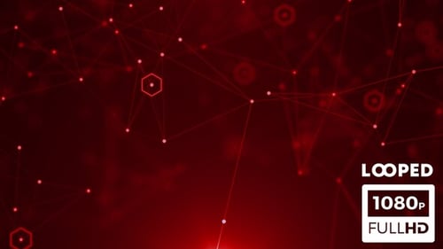 Abstract Red Digital Network Connection Loop Background