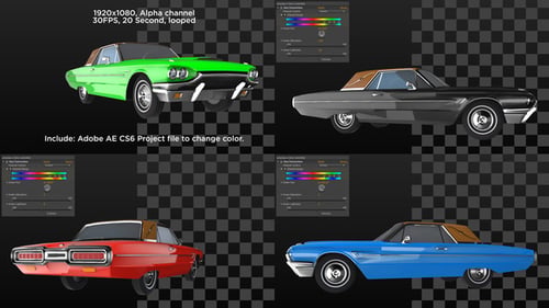 Classic Car 3D Model Rotation with Customizable Color