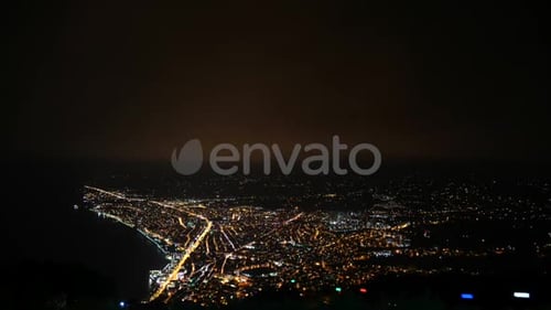 8K Night City Lights By The Sea