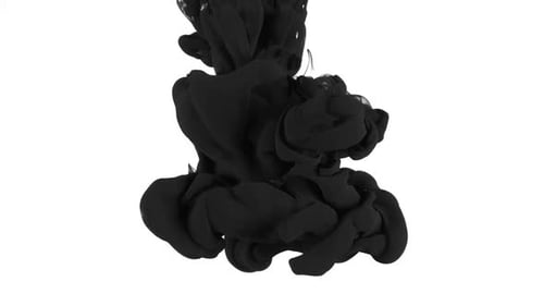 Swirling Black Ink Cloud on White Background