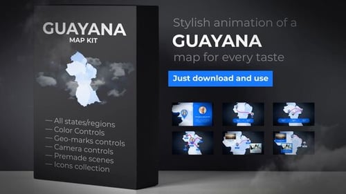 Guyana Animated Map - Co-operative Republic of Guyana Map Kit