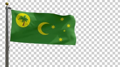 Cocos Keeling Islands Flag Waving Realistic Animation