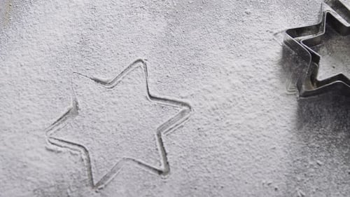 Star shape cutter on flour