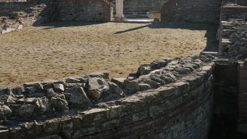 GAMZIGRAD, SERBIA - DECEMBER 25, 2017 Felix Romuliana palace stairs built by Roman Emperor Galerius