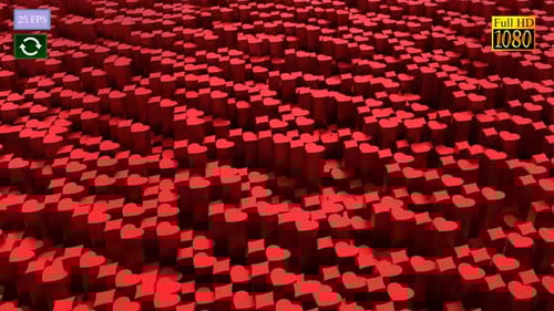 Abstract Red Hearts 3D Animation Background Loop