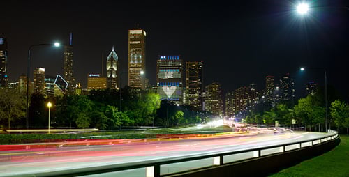 City Skyline and Traffic at Night Time-Lapse
