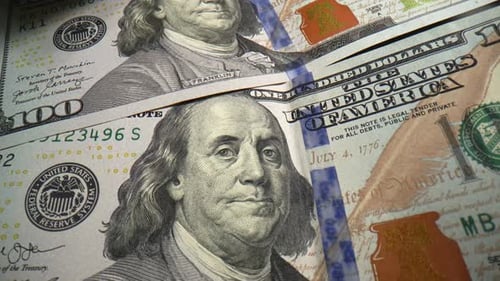 Close Up on One Hundred Dollar Bills, USA