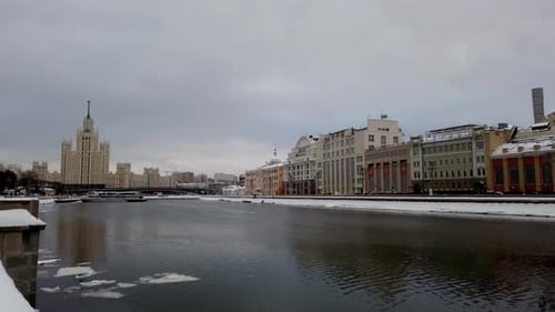 View of a Highrise Building on Kotelnicheskaya Embankment From Zaryadye Park