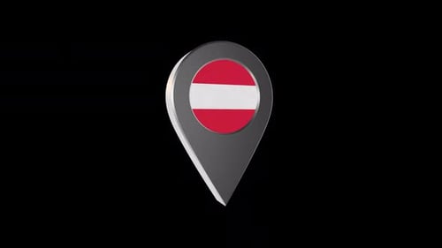 Rotating 3D Map Pin with Austria Flag Icon