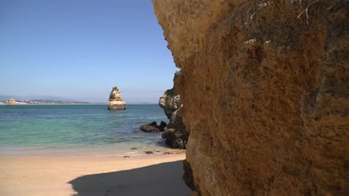 Rocks on a beach and the sea