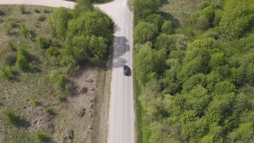 Car Driving On The Countryside Road