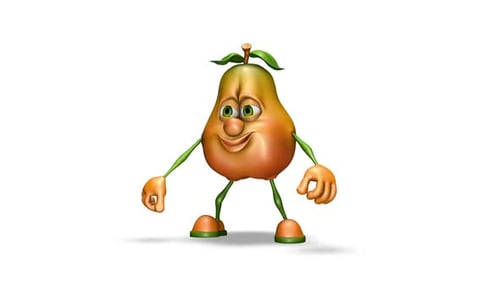Funny Animated Pear Character Dancing Loop