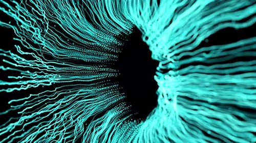 Abstract Digital Particles Flowing Tunnel Reveal
