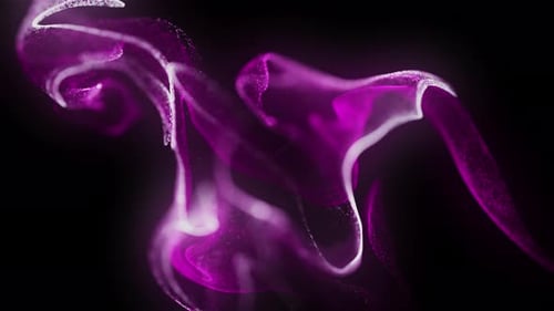 Resumen de partículas fluidas violetas y blancas 4k