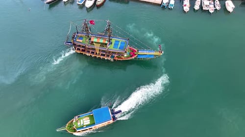 Pirate Harbor aerial view Turkey Alanya 4 K