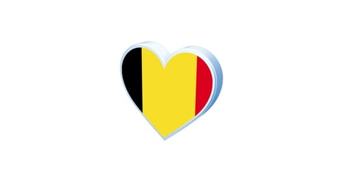 Animated Glossy 3D Heart with Belgium Flag
