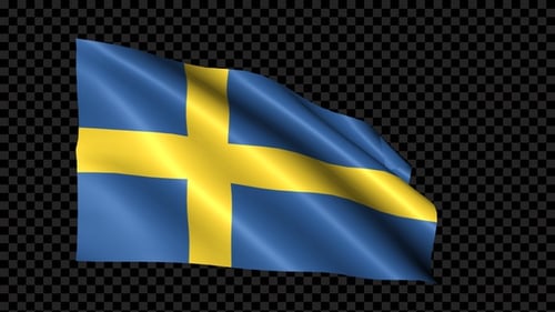 Waving Sweden Flag Animation with Alpha Channel