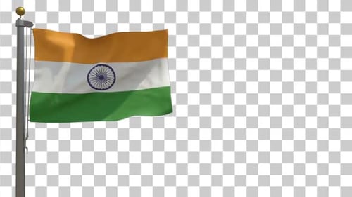 Waving Indian Flag with Alpha Channel for National Content