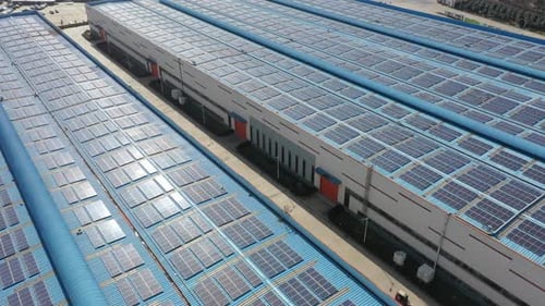 Solar power station on factory rooftop