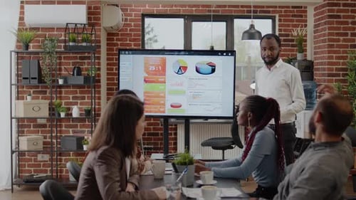 Business Presentation in a Modern Office Conference Room