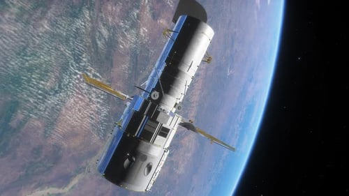 Hubble Space Telescope Orbiting Planet Earth in Space