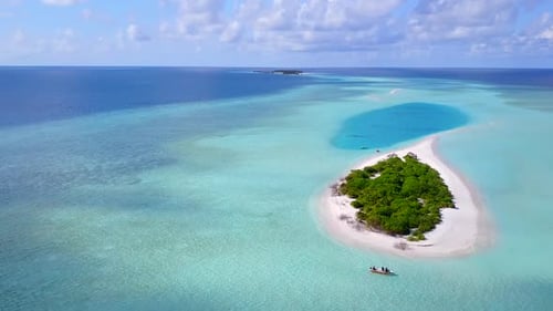 Aerial view tourism of coast beach by blue lagoon and sand background