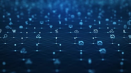 Abstract Digital Network with IoT Icons Animation Background