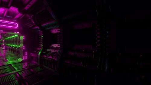 Flying Into Spaceship Tunnel Scifi Spaceship Corridor