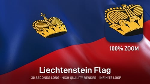 Waving Flag of Liechtenstein, Realistic Fabric Animation