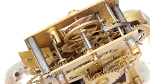 Clock Gears Rotating with Precision