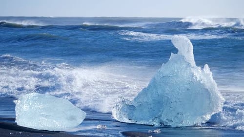Ocean Waves Washed Icebergs