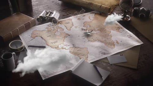 Vintage Travel World Map Country United States Location