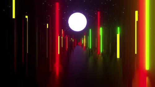 Dynamic Neon Light Tunnel Background for Music Visualizer
