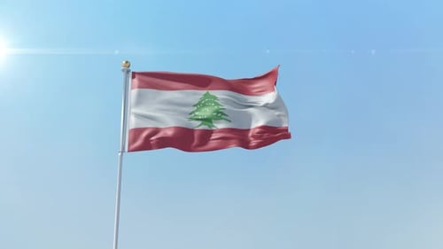 Lebanon Flag Waving 3D Animation