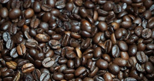 Roasted Coffee Beans Zooming In Close Up