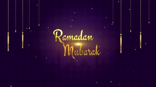 Ramadan Mubarak Greeting with Golden Lanterns Animation
