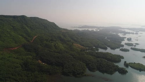 Vang Vieng water reserve in Laos seen from the sky