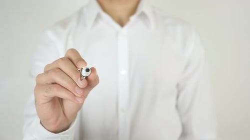 Hand Writing Hello on a Clear Surface