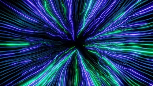 Abstract Neon Blue Green Energy Lines Loop Background